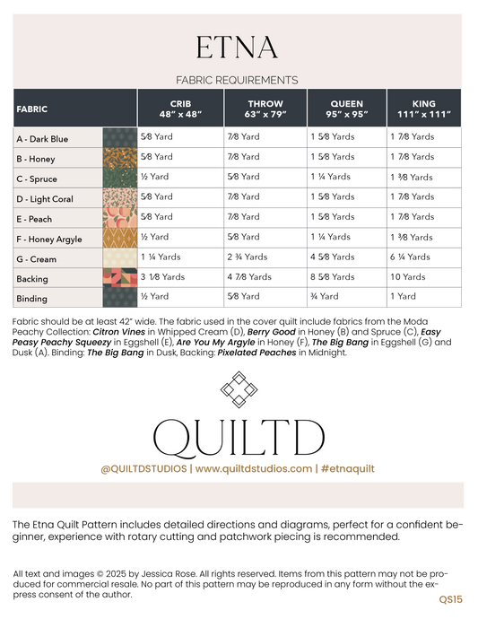 Etna Quilt Pattern PDF | Modern Geometric Quilt - PDF Download