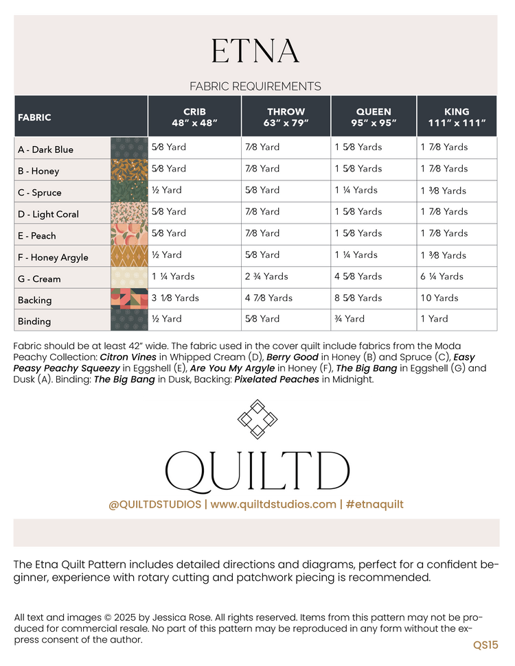 Etna Quilt Pattern PDF | Modern Geometric Quilt - PDF Download