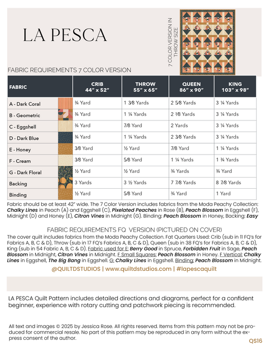 La Pesca Quilt Pattern PDF | Fat Quarter Friendly Modern Quilt