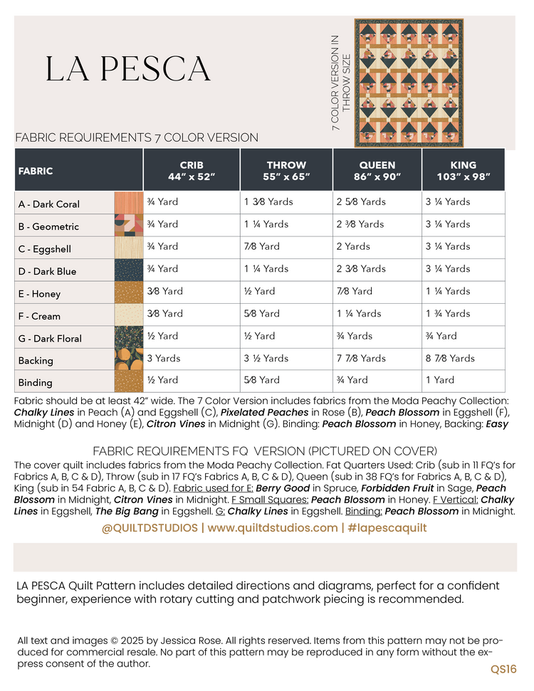 La Pesca Quilt Pattern PDF | Fat Quarter Friendly Modern Quilt