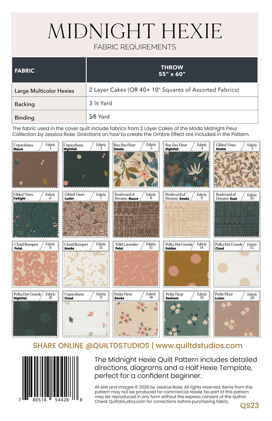 Midnight Hexie Modern Quilt Paper Pattern Wholesale Pack of 5