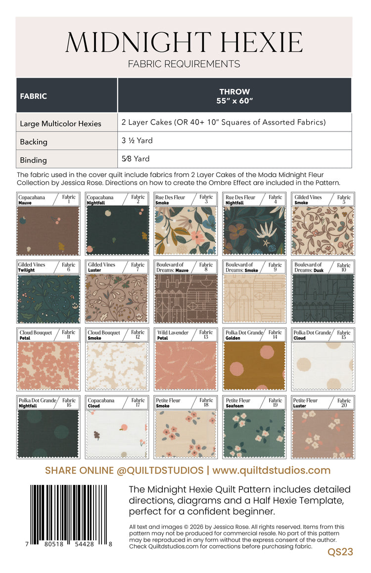 Midnight Hexie Modern Quilt Paper Pattern Wholesale Pack of 5
