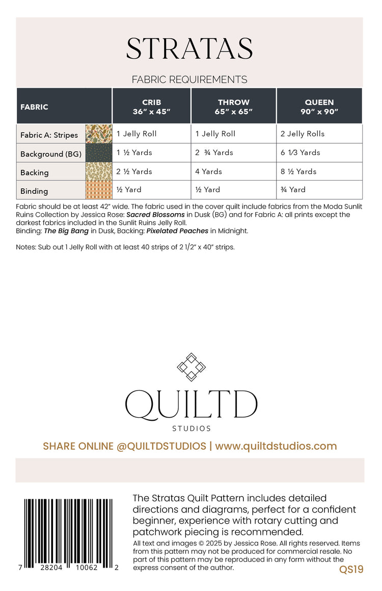 Stratas Modern Quilt Pattern - Jelly Roll Friendly